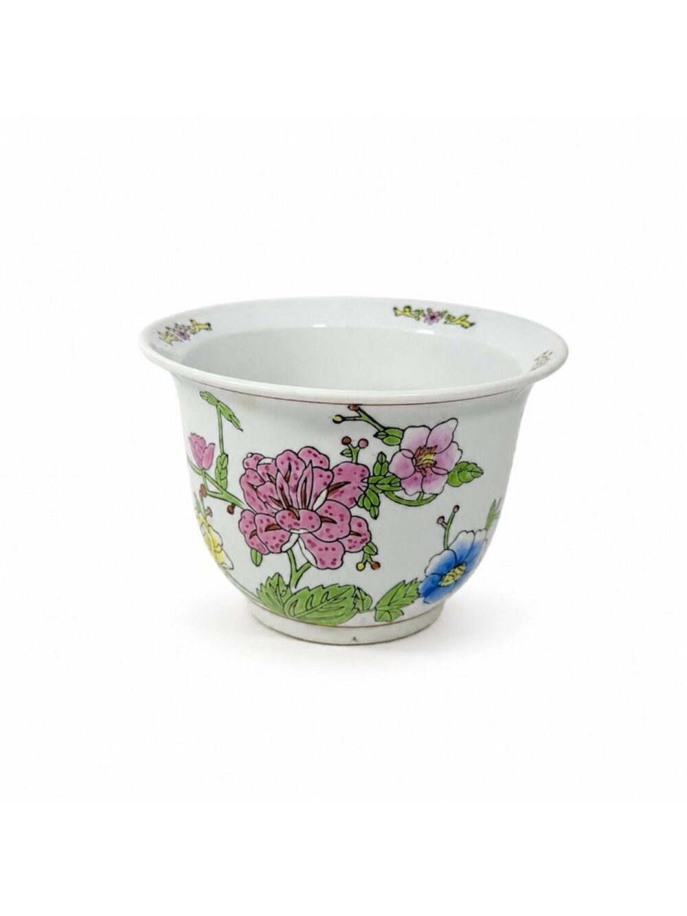 Jardiniere Cachepot Planter Hand Painted Porcelain Ceramic Import Vintage Chinos